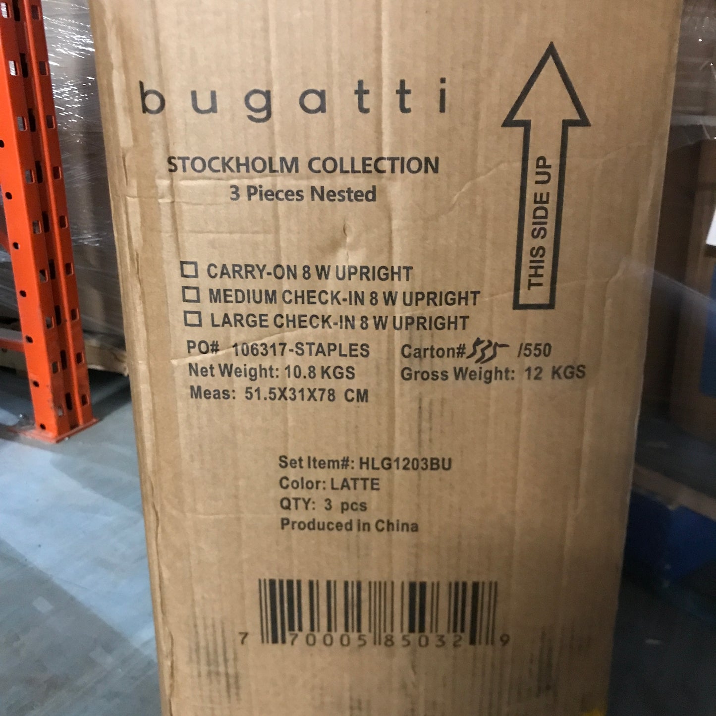 Bugatti Stockholm Collection 3 Piece Luggage Set - Latte
