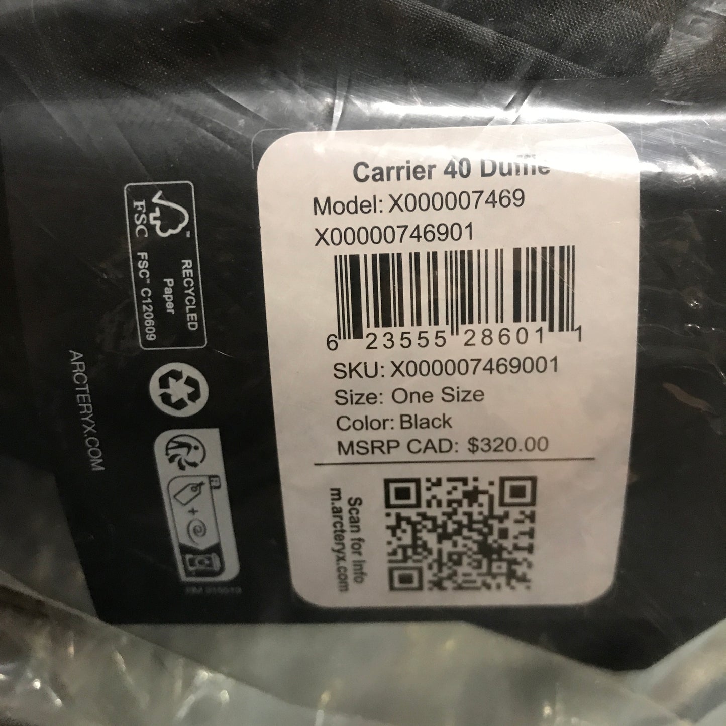 Arc'teryx Carrier 40 Duffle - Black