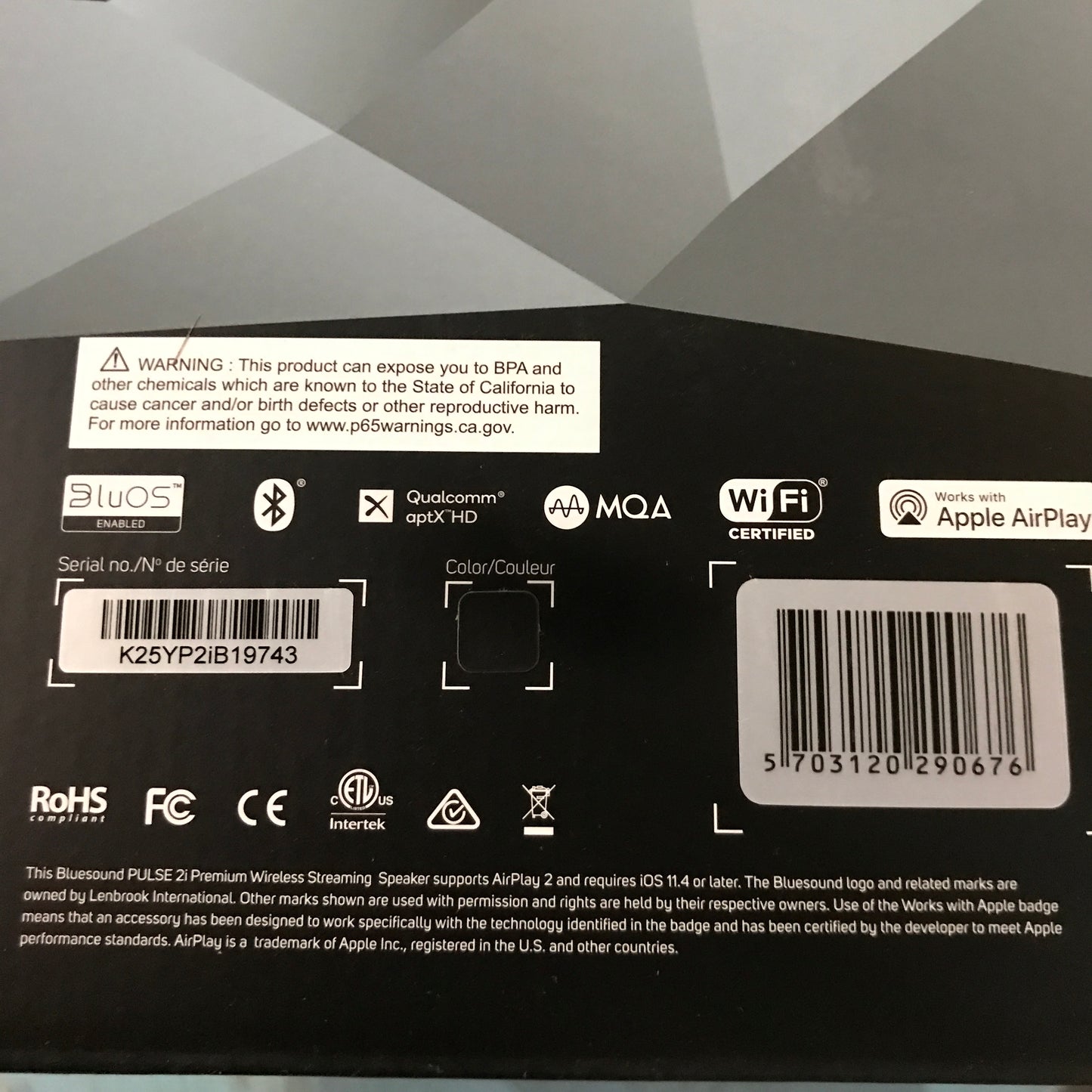 Bluesound PULSE 2i Wireless Multi-room Smart Speaker with Bluetooth - Black
