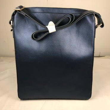 Annick Levesque MalKa Leather Shoulder Laptop Bag - Navy Blue