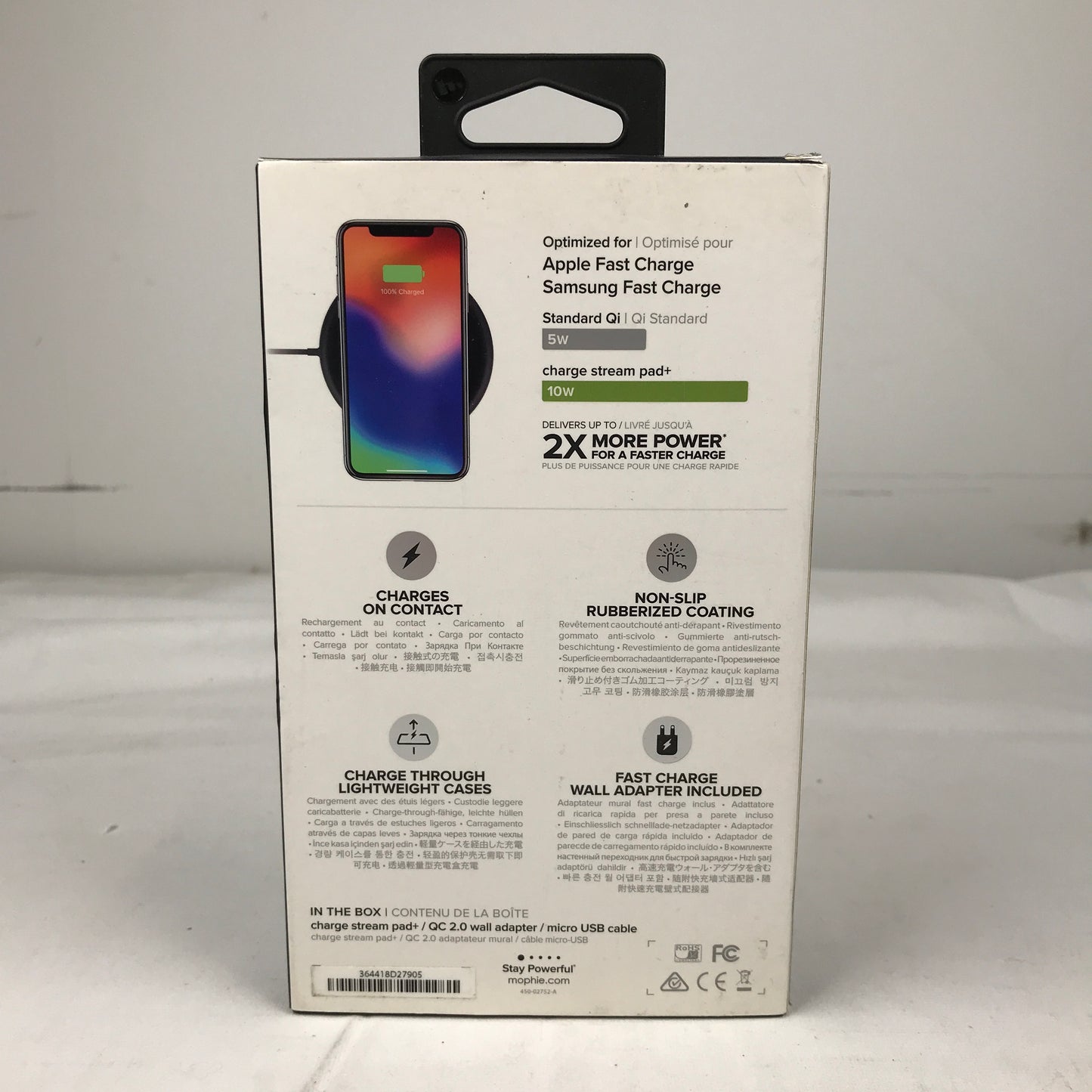 mophie Charge Stream Pad+ 10W Wireless Charging Pad for iPhone/Android - Black