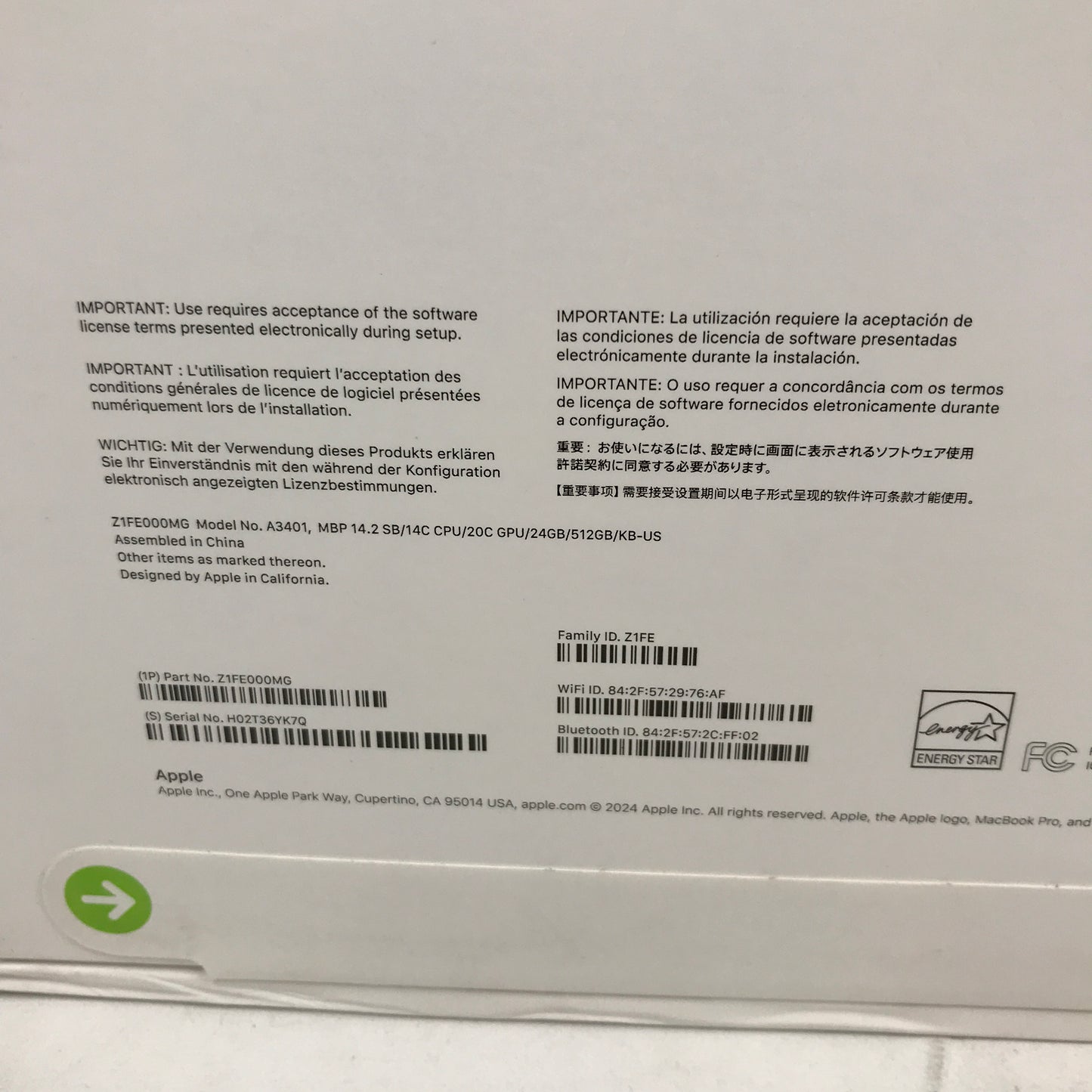 Apple MacBook Pro 14" (2024) - Space Black (Apple M4 Pro Chip / 512GB SSD / 24GB Memory)