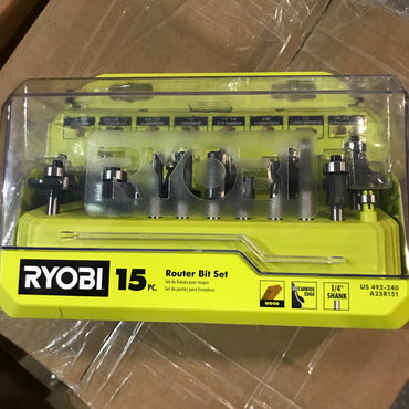 RYOBI Shank Carbide Router Bit Set (15-Piece)
