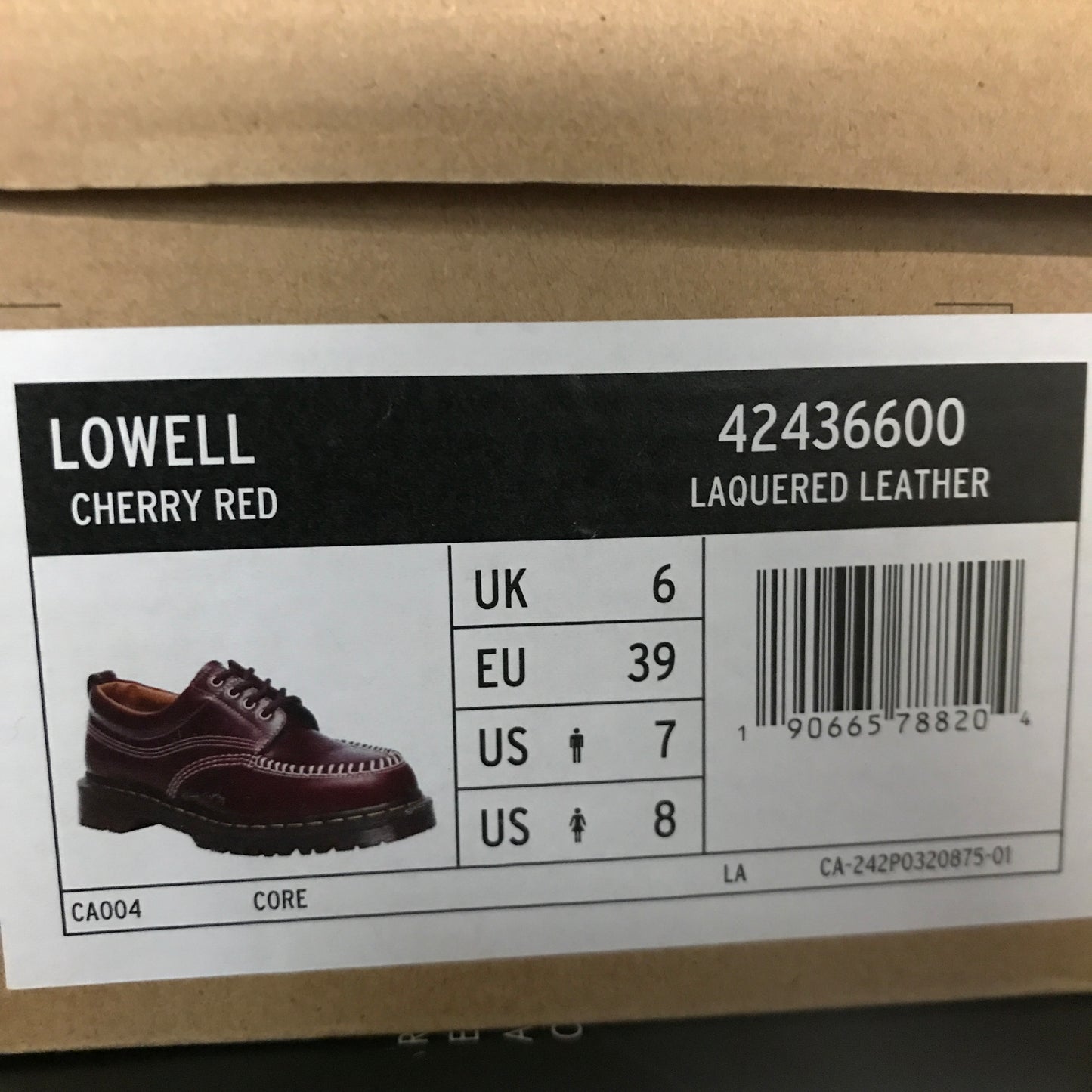 Dr. Martens Lowell Lacquered Leather Moc Toe Shoes - Cherry Red