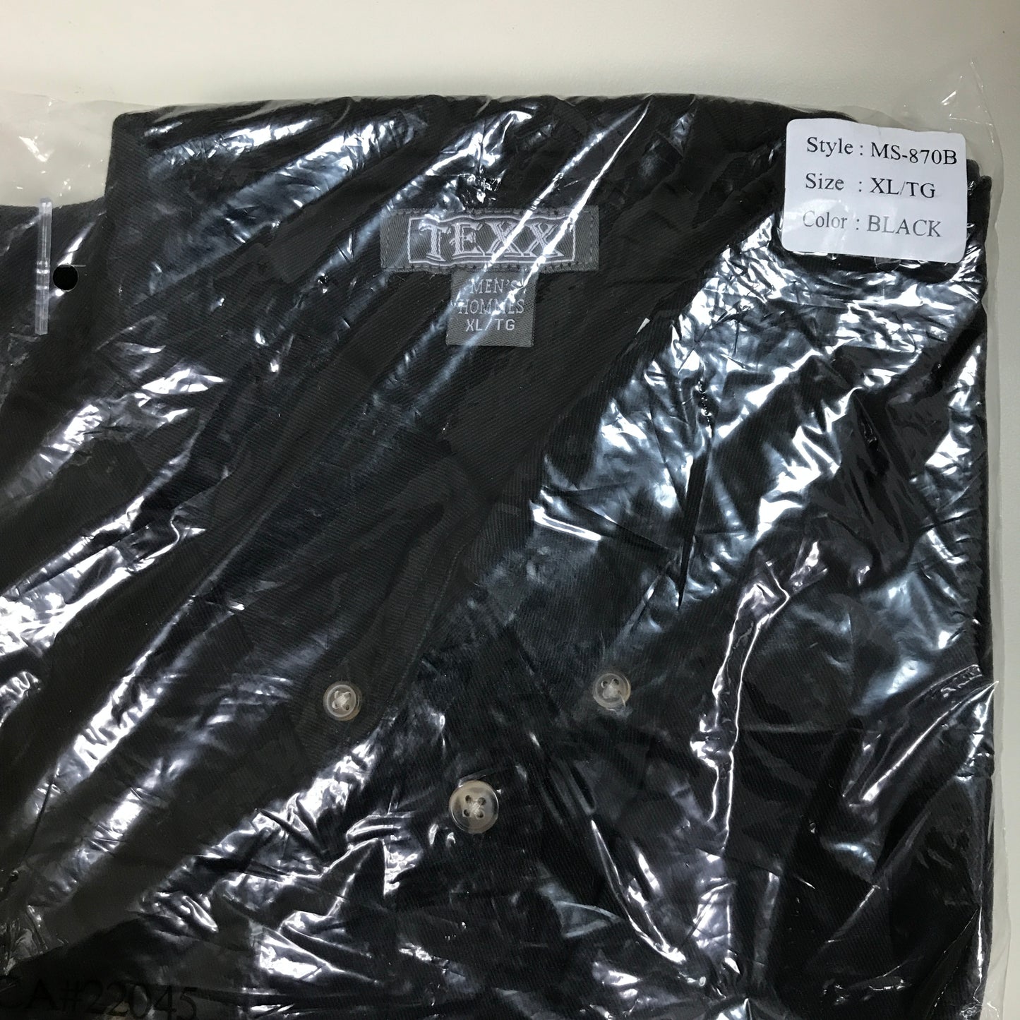 Texx Men's Long Sleeve 100% Cotton Twill Shirt - Black