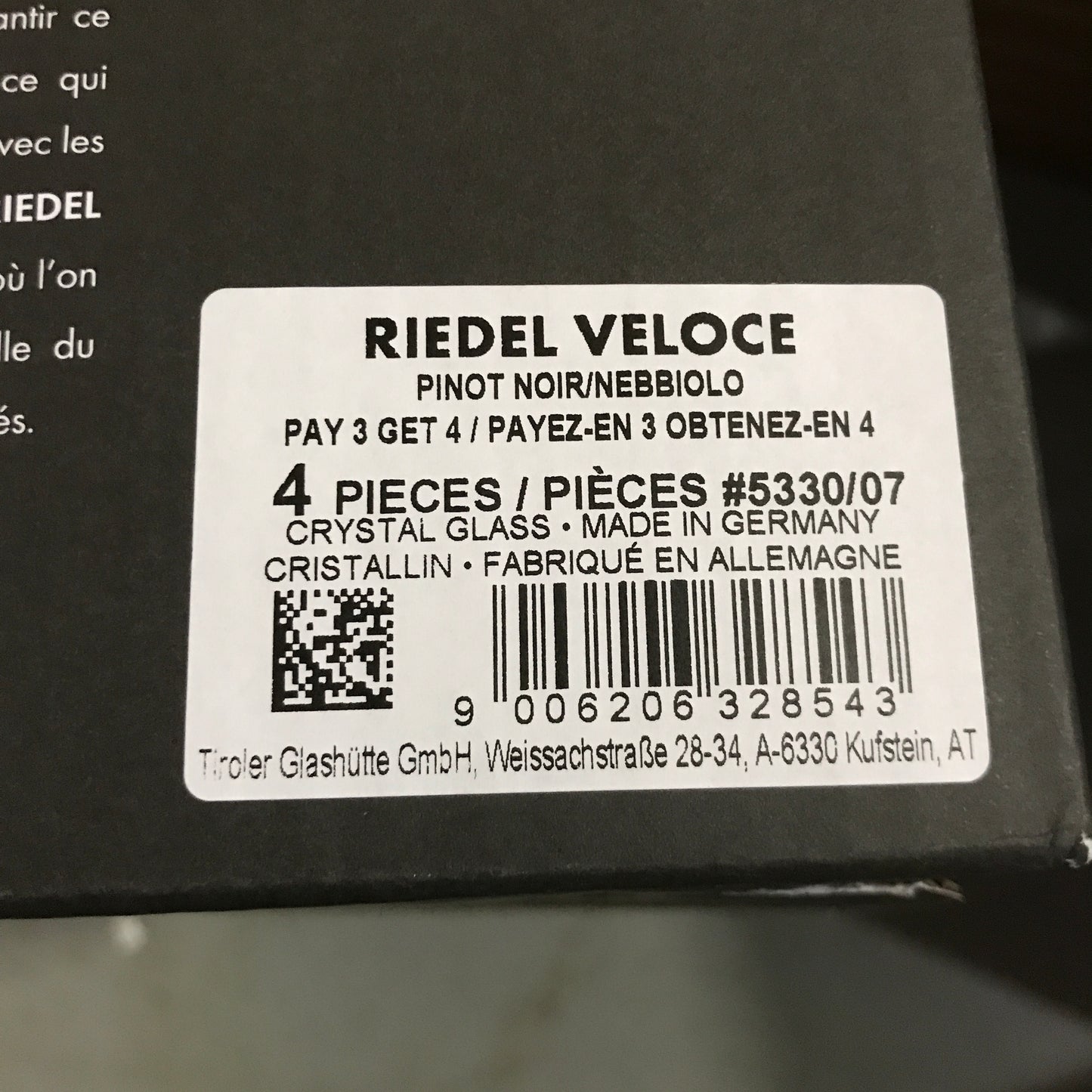 RIEDEL Veloce Pinot Noir / Nebbiolo - Set of 4 Glasses