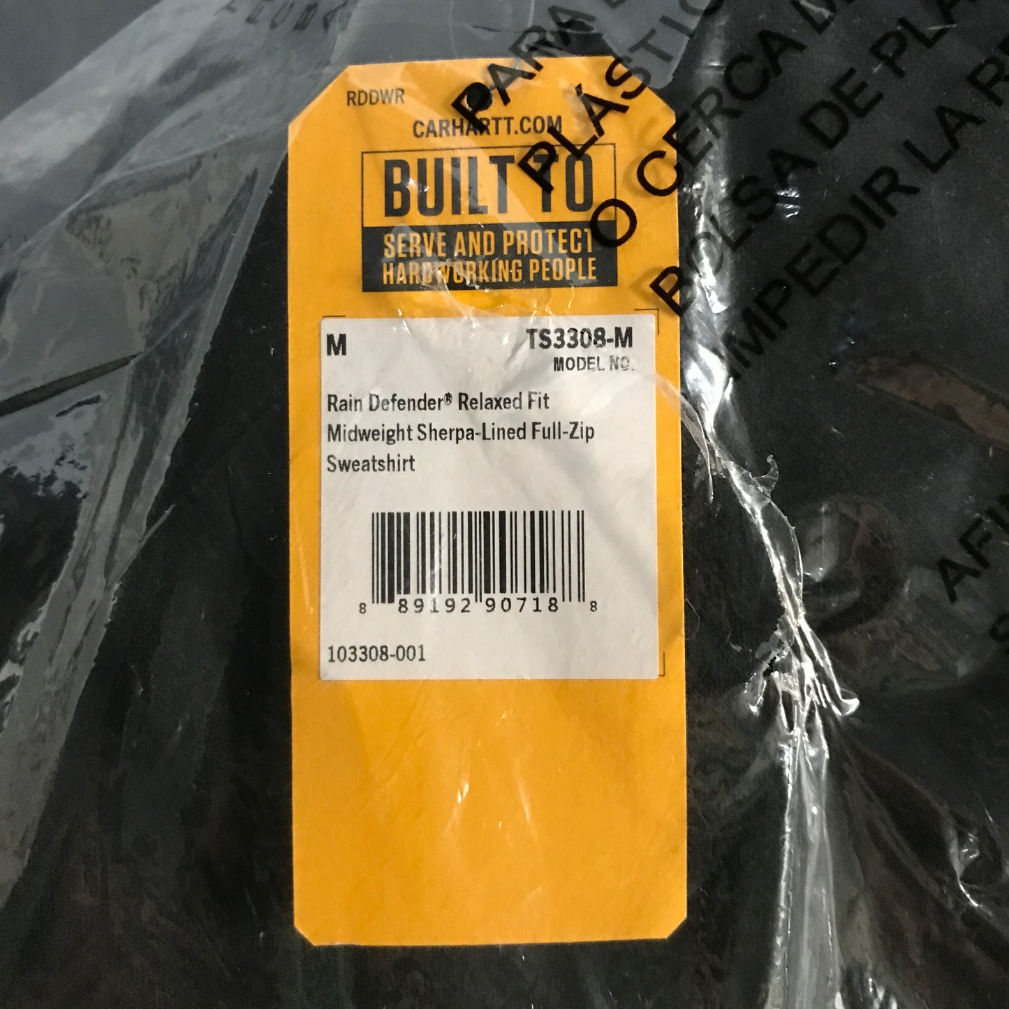 Carhartt Rain Defender Relaxed Fit Midweight Sherpa-Lined Full-Zip Sweatshirt - Black