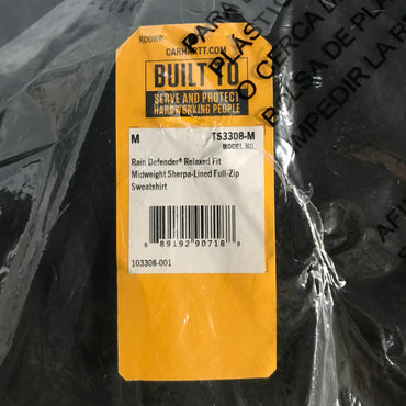 Carhartt Rain Defender Relaxed Fit Midweight Sherpa-Lined Full-Zip Sweatshirt - Black