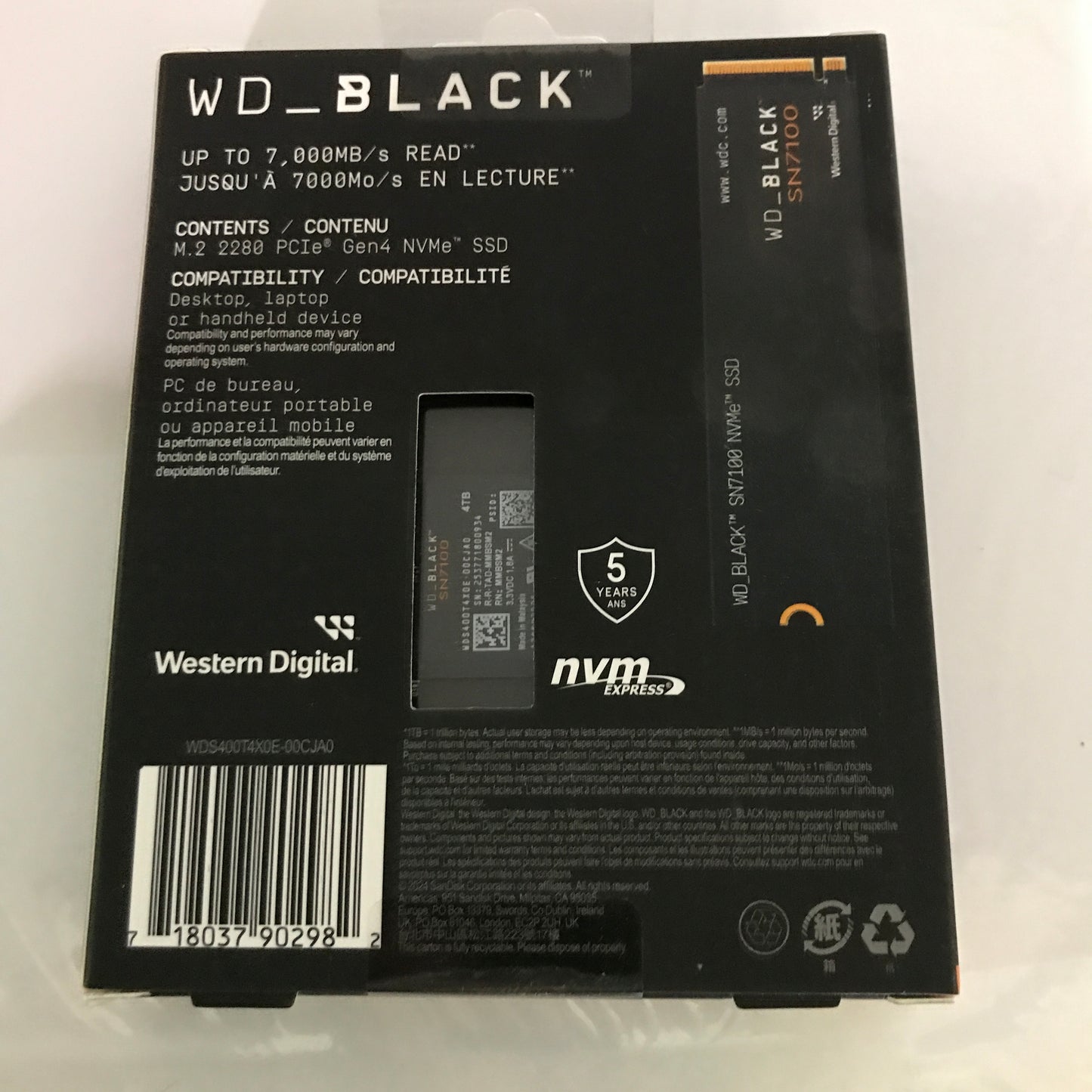 Western Digital WD BLACK SN7100 NVMe PCIe 4.0 Internal M.2 SSD - 4 TB