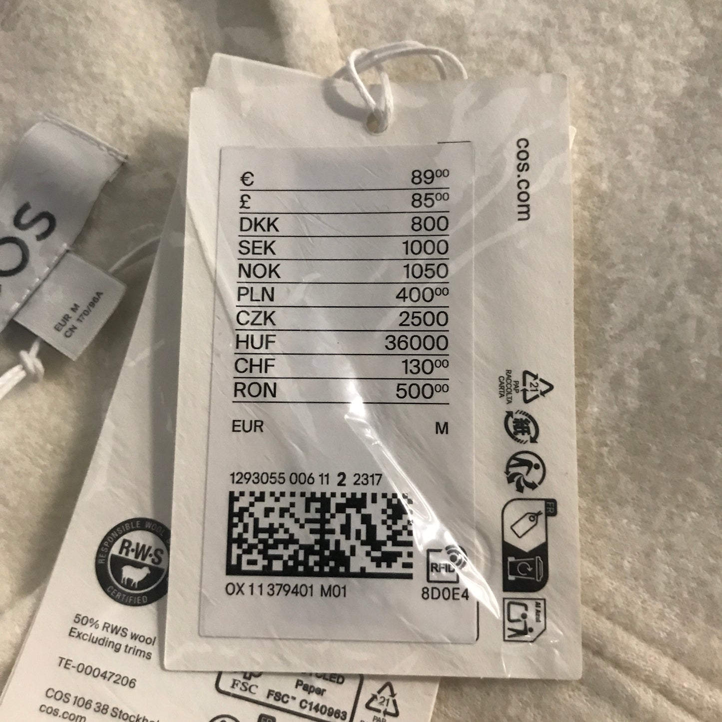 COS Button-Detail Boiled Wool Sweatshirt Women's - White