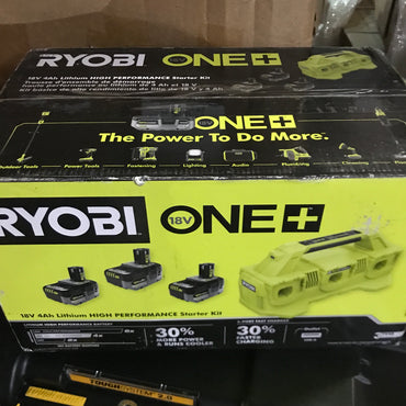 RYOBI 18V ONE+ Lithium-Ion HIGH PERFORMANCE Starter Kit w/ 2.0 Ah Battery, (2) 4.0 Ah Batteries & Charger