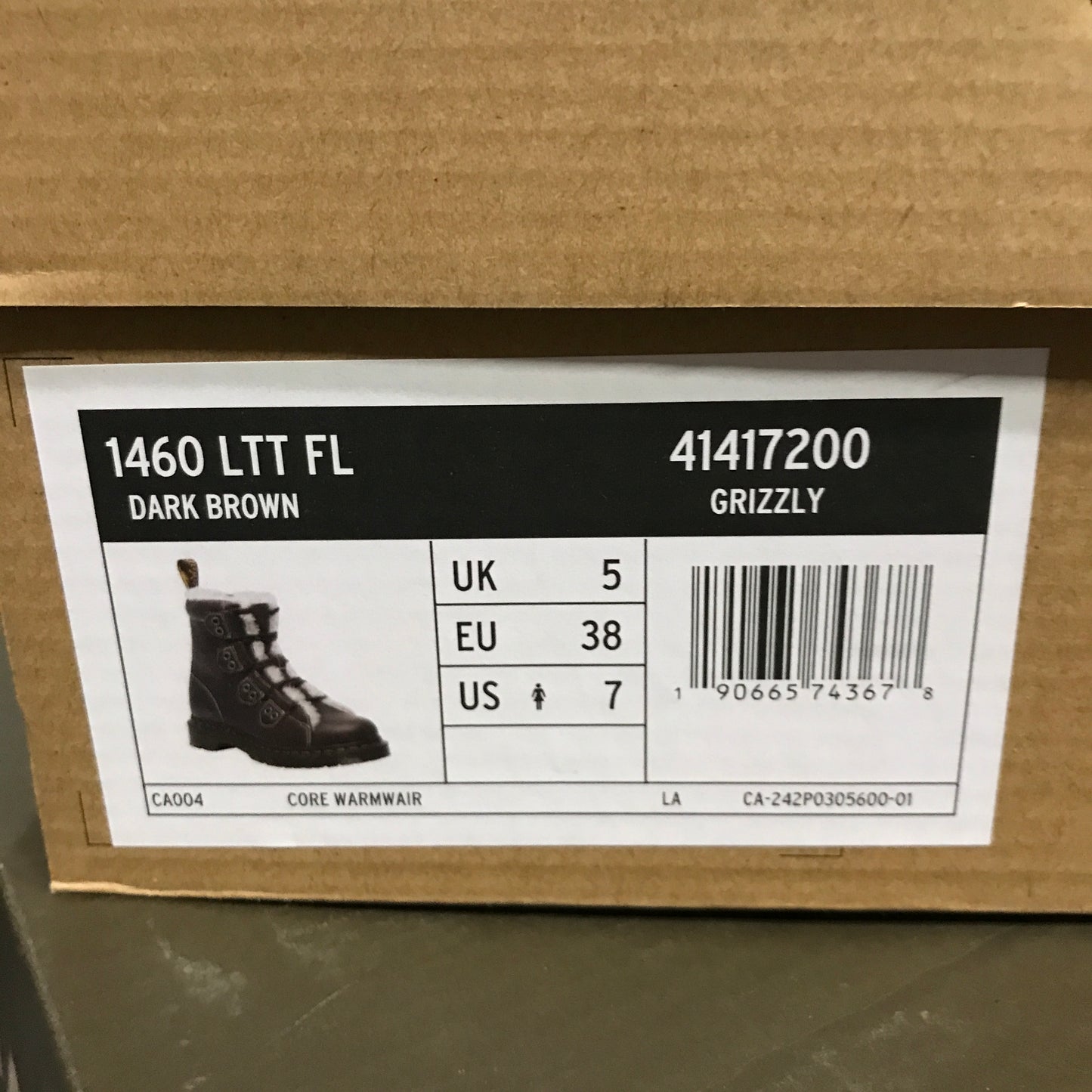 Dr. Martens 1460 Faux Fur Lined Lace-to-toe Leather Boots - Dark Brown Grizzly