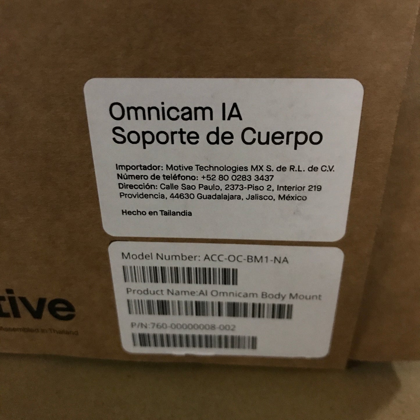 Motive AI Omnicam Body Mount - Black