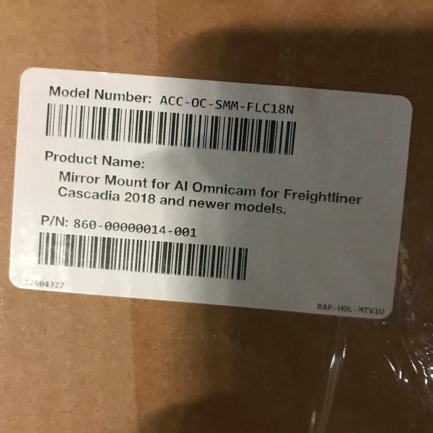 Motive AI Omnicam Single Arm Mirror Mount for Freightliner Cascadia (2018 and Newer)