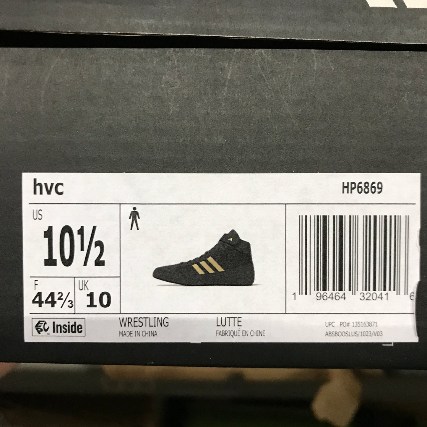 Adidas Hvc Youth Wrestling Shoes - Black Charcoal Metallic Gold