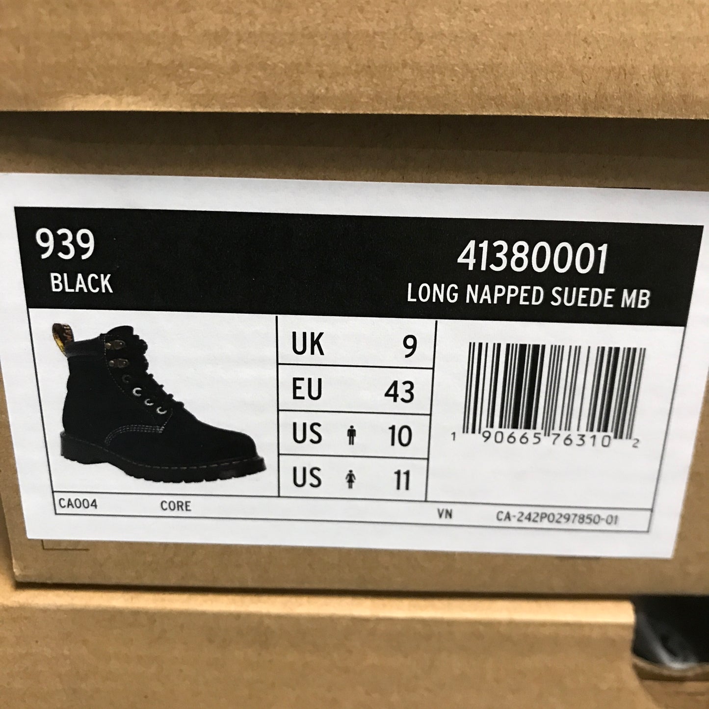 Dr. Martens 939 Boot Long Napped Suede - Black