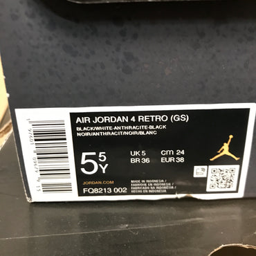 Air Jordan 4 Retro Fear (GS) - Black/White/Anthracite