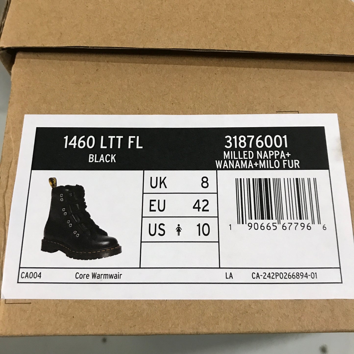 Dr. Martens 1460 Faux Fur Milled Nappa Boots - Black