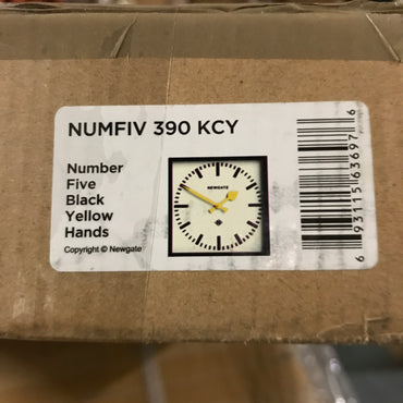 Newgate Number Five Railway Wall Clock in Black with Yellow Hands