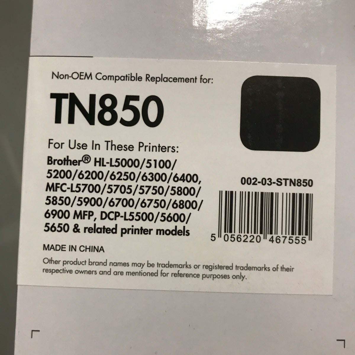 Static Control Compatible TN850 Black Toner Cartridge for Brother Printers (8,000 Page Yield)