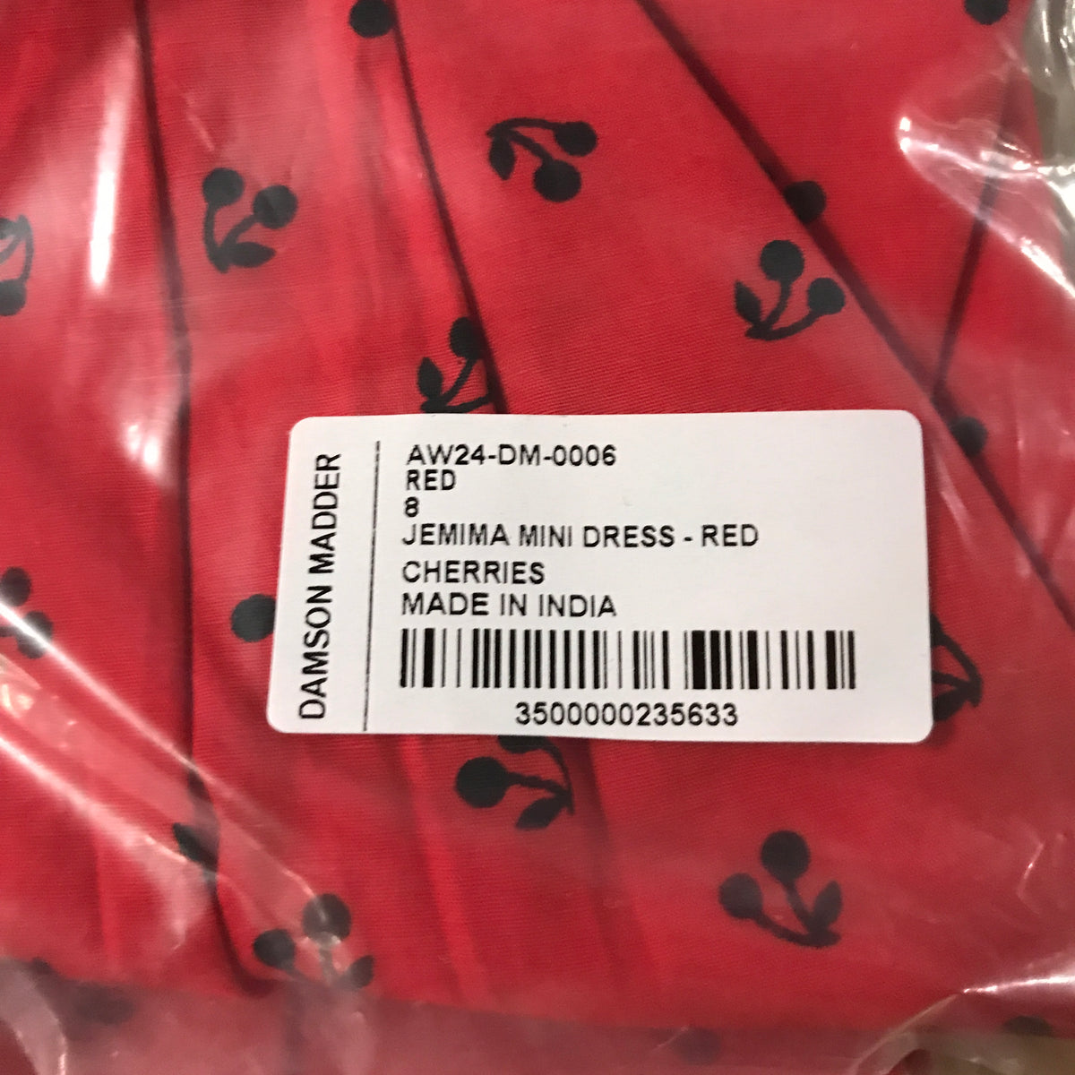 Damson Madder Jemima Mini Dress - Red Cherries