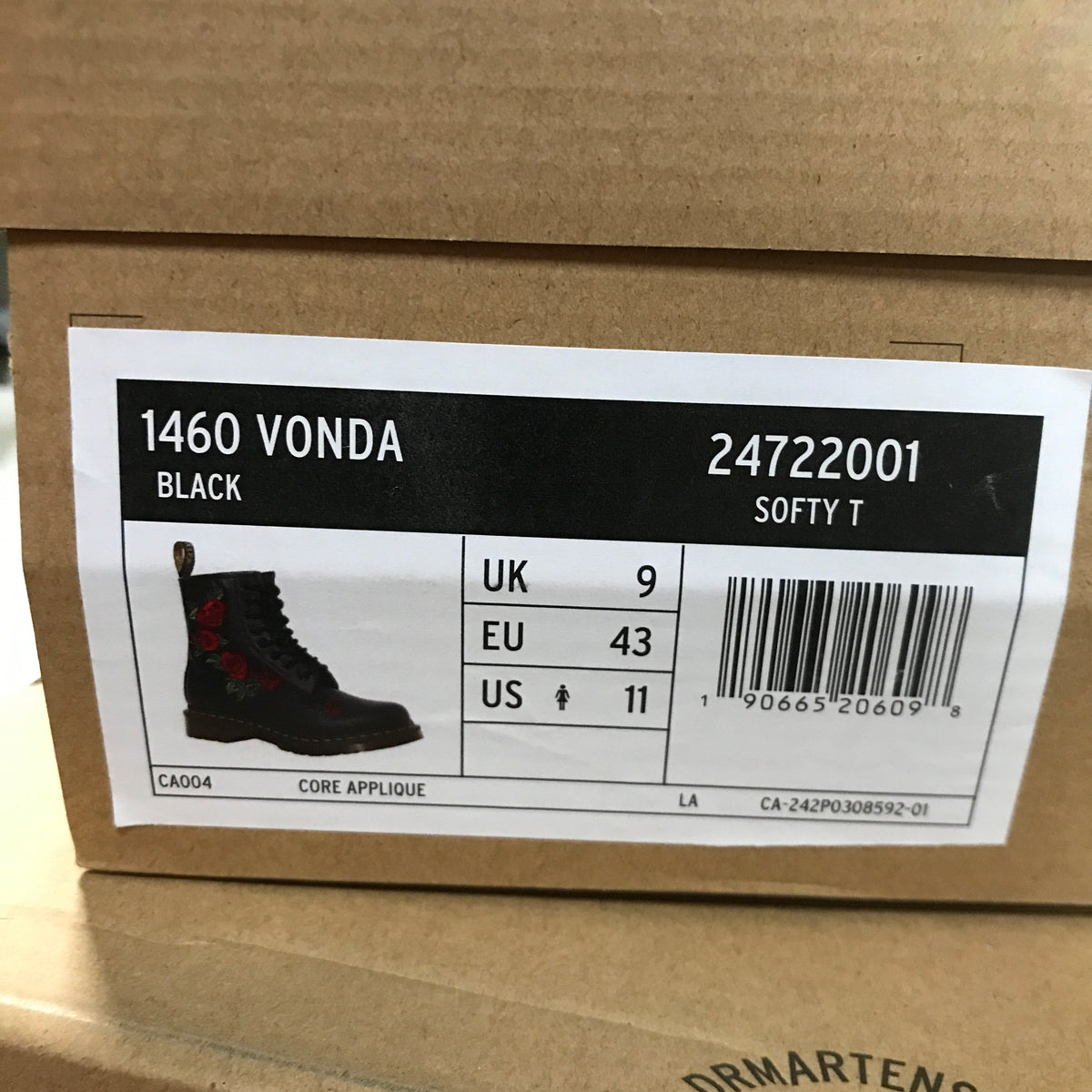 Dr. Martens 1460 Vonda Floral Leather Lace Up Boots - Black