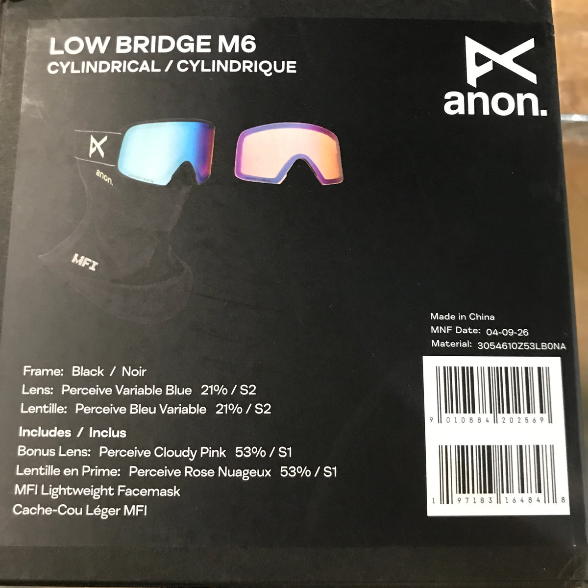 Anon M6 Low Bridge Fit Goggles - Black/Perceive Variable Blue
