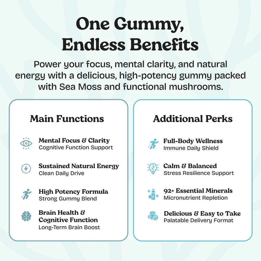 Atlantic Naturals Sea Moss with Shrooms, 60 Vegan Gummies