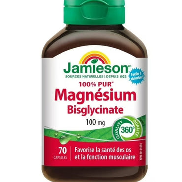 Jamieson Magnesium Bisglycinate 100 mg, 70 Capsules (3 Pack)
