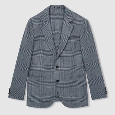 Reiss Gould Regular-Fit Single-Breasted Check Blazer in Blue