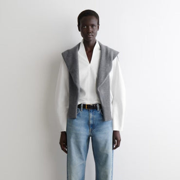 COS Draped-Collar Cotton Blouse Women's - White