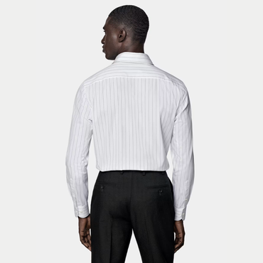 Suit Supply White Striped Point Collar Shirt