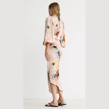 Smythe Asymmetrical Midi Dress - Blush Floral