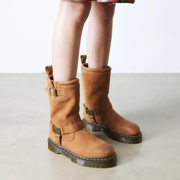 Dr. Martens Anistone Hi Tumbled Nubuck Biker Boots - Desert Brown