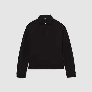 Reiss Costello Cotton-Blend Fleece-Back Polo Shirt in Black