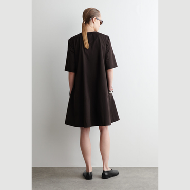 COS Pleated Zip-Up Cotton Mini Dress - Dark Brown