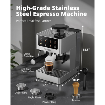 AIRMSEN Espresso Machine with Burr Grinder