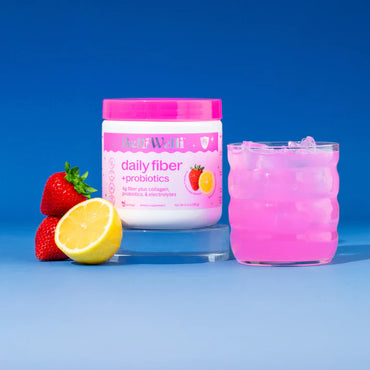 BelliWelli Daily Fiber + Probiotics - Strawberry Lemonade Flavored, 16 Servings