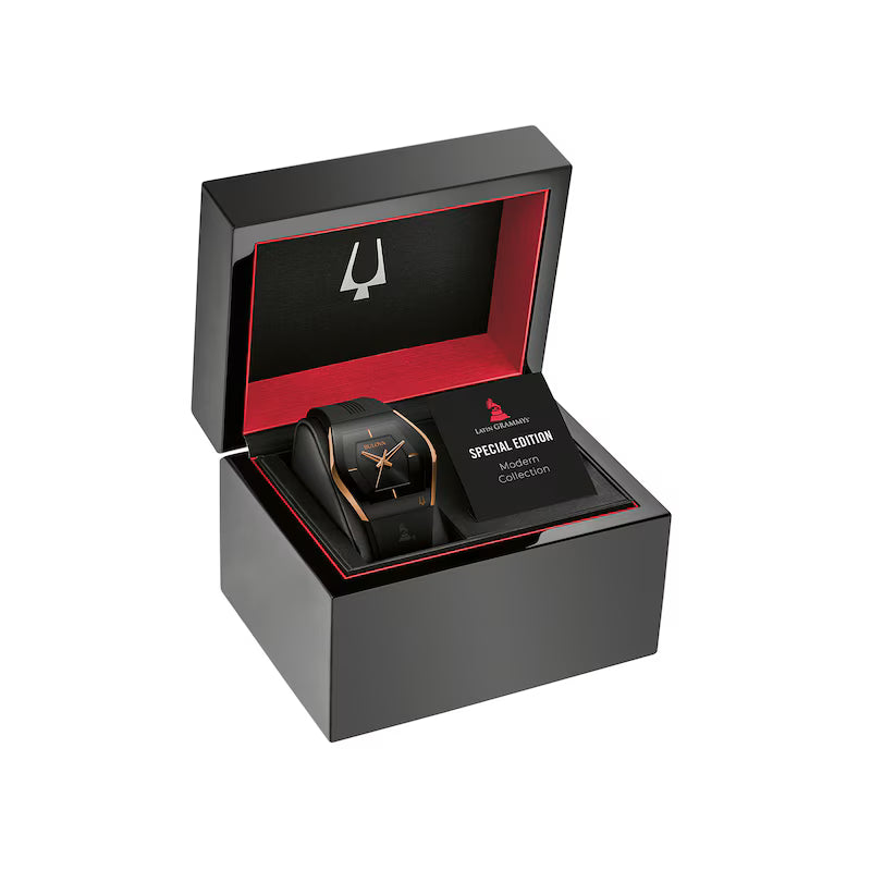 Bulova Modern Latin GRAMMY® Gemini Two-Tone Strap Watch with Tonneau Black Dial