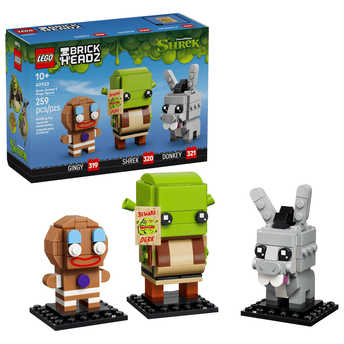 Lego BrickHeadz Shrek, Donkey & Gingy Figures