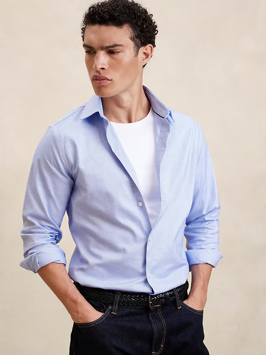 Banana Republic Athletic-Fit Dress Shirt - Basic Blue