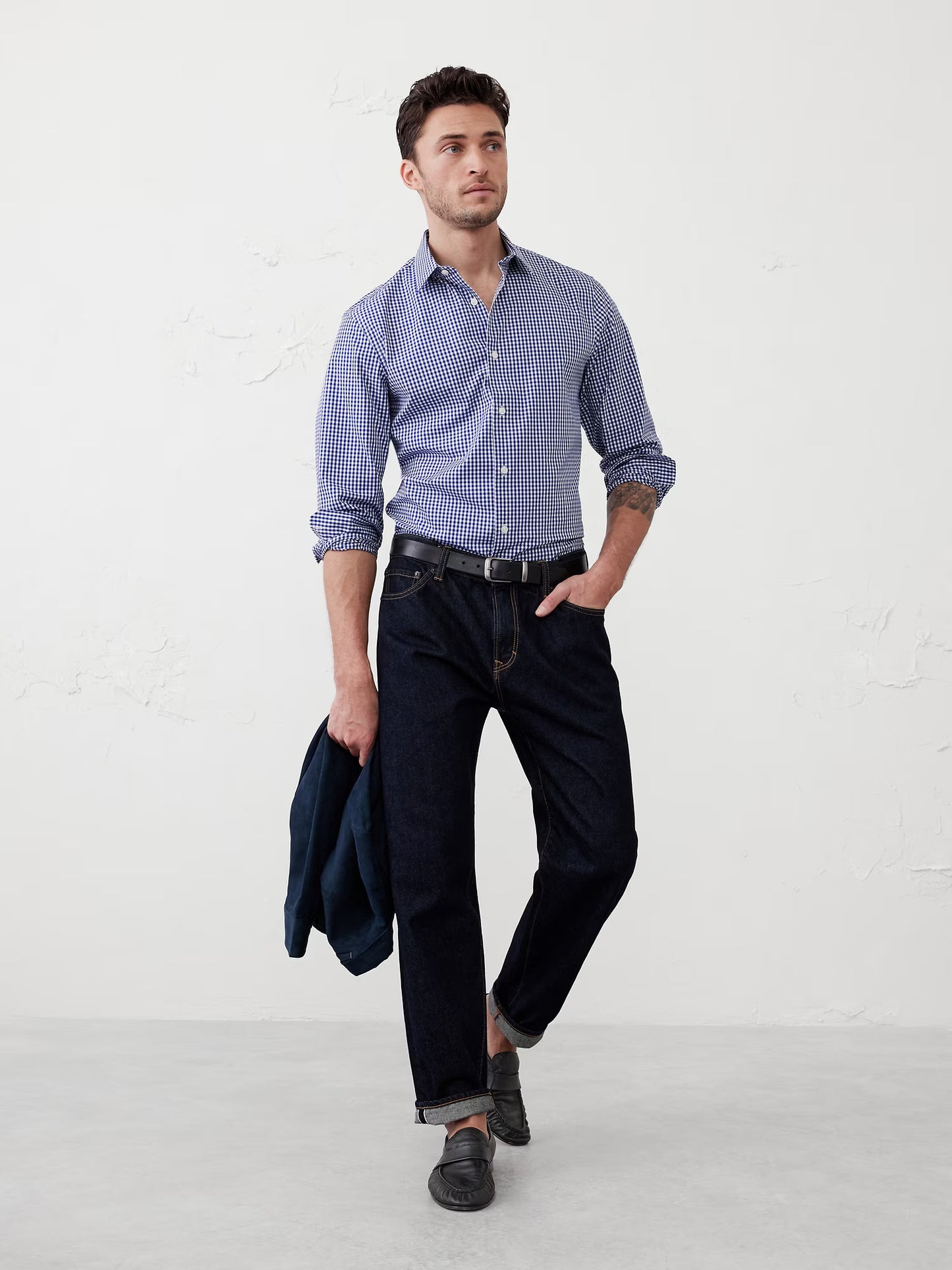 Banana Republic Athletic-Fit Dress Shirt - Blue Gingham