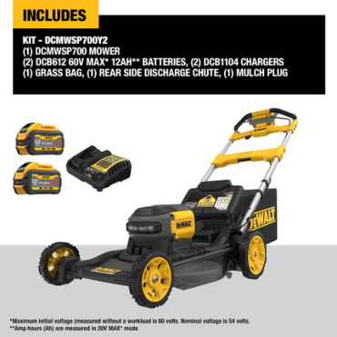 DEWALT 60V MAX 21.5-inch Electric Self Propelled Walk Behind Lawn Mower with Head Lights