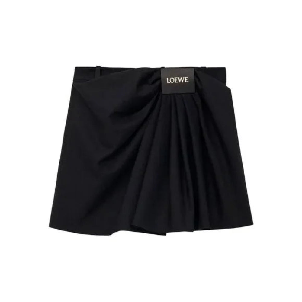 Loewe Draped Cotton And Silk-Blend Twill Mini Skirt in Black