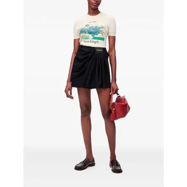 Loewe Draped Cotton And Silk-Blend Twill Mini Skirt in Black