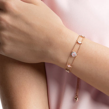 Swarovski One Bracelet - Mixed Cuts, Heart, Pink, 18K Rose Gold Finish