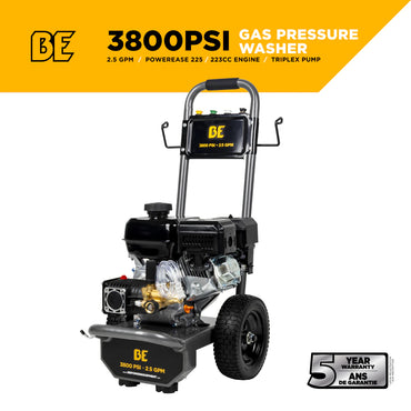BE Power Equipment 3800 PSI 2.5 GPM Cold Water Gas Pressure Washer - PICK UP ONLY