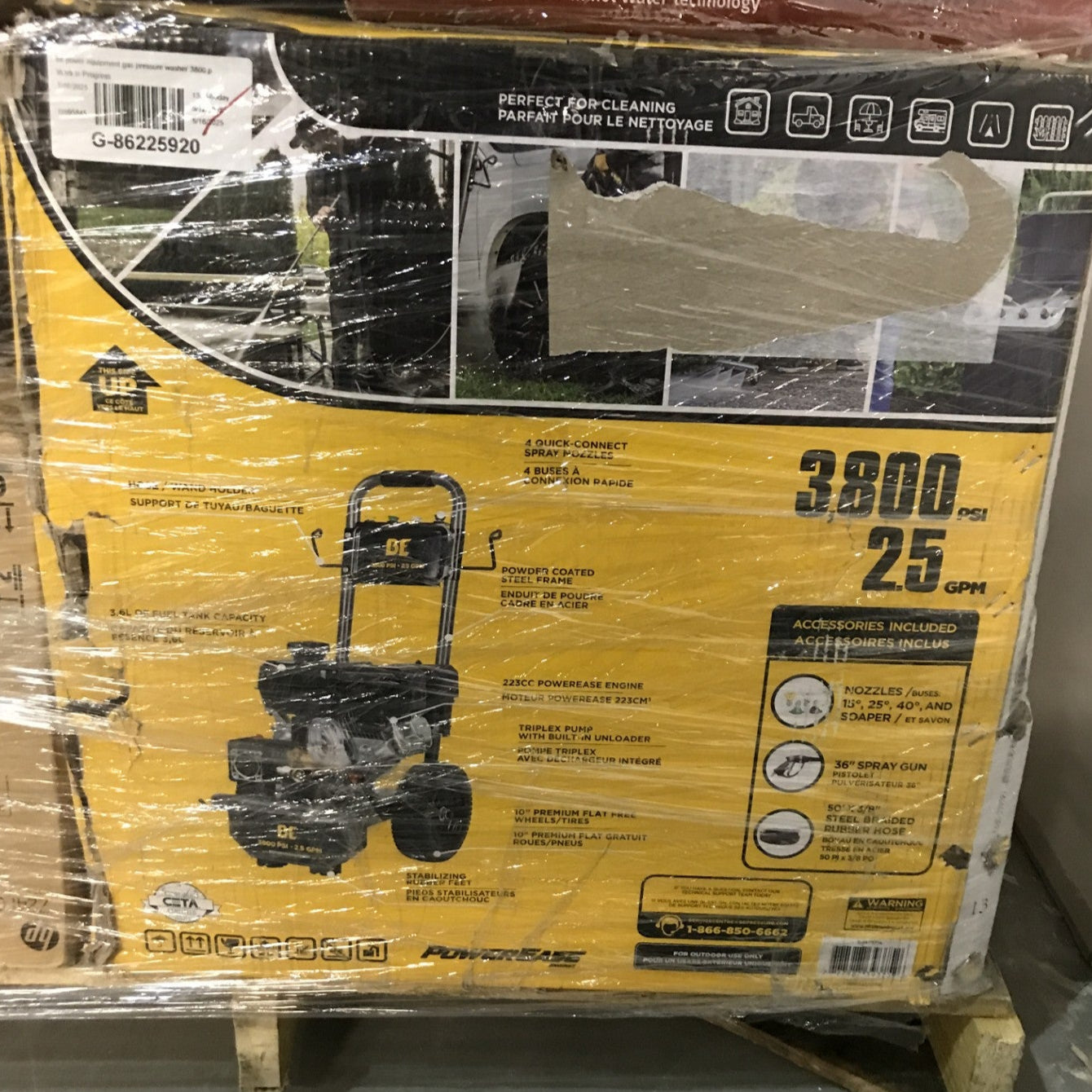 BE Power Equipment 3800 PSI 2.5 GPM Cold Water Gas Pressure Washer - PICK UP ONLY
