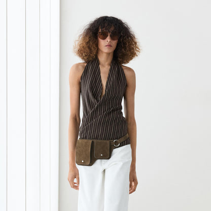 Massimo Dutti Halter Top with Stripe Detail