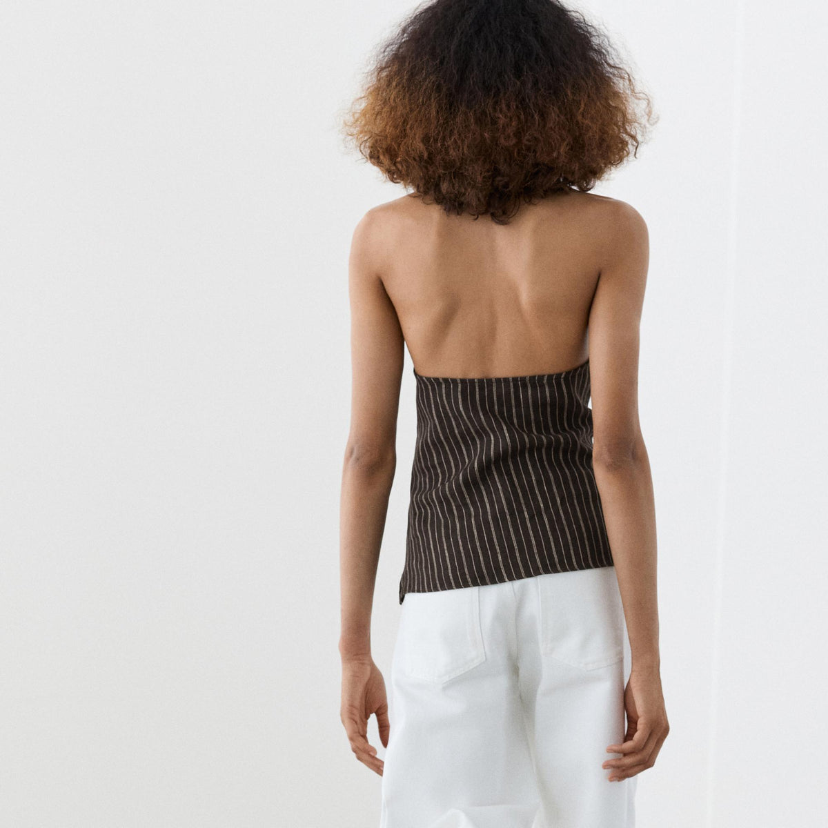 Massimo Dutti Halter Top with Stripe Detail